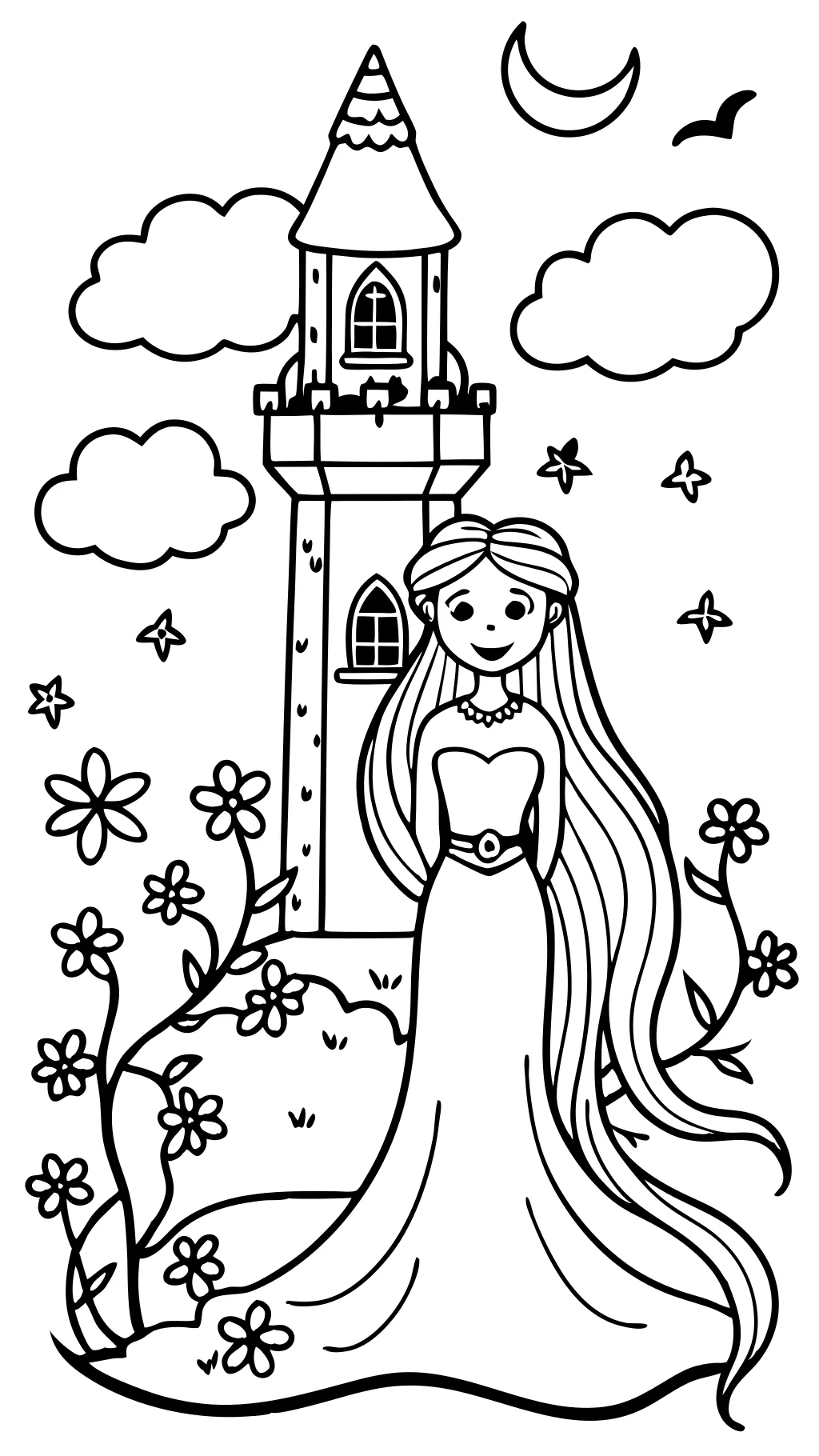 princesa Rapunzel para colorear